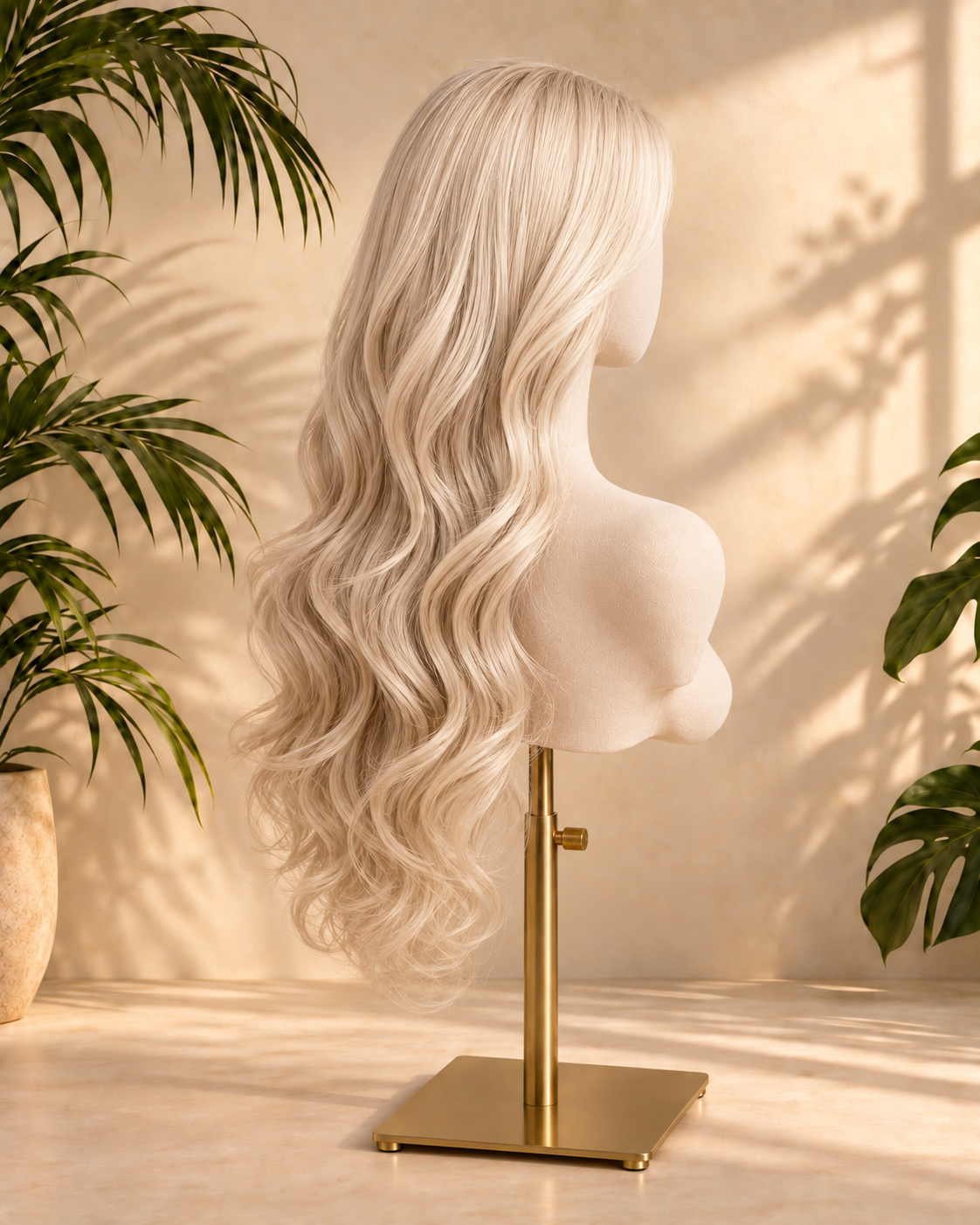 13x6 HD Lace Ivory Blonde Glueless Wig With Loose Hollywood Waves 100% Real Hair