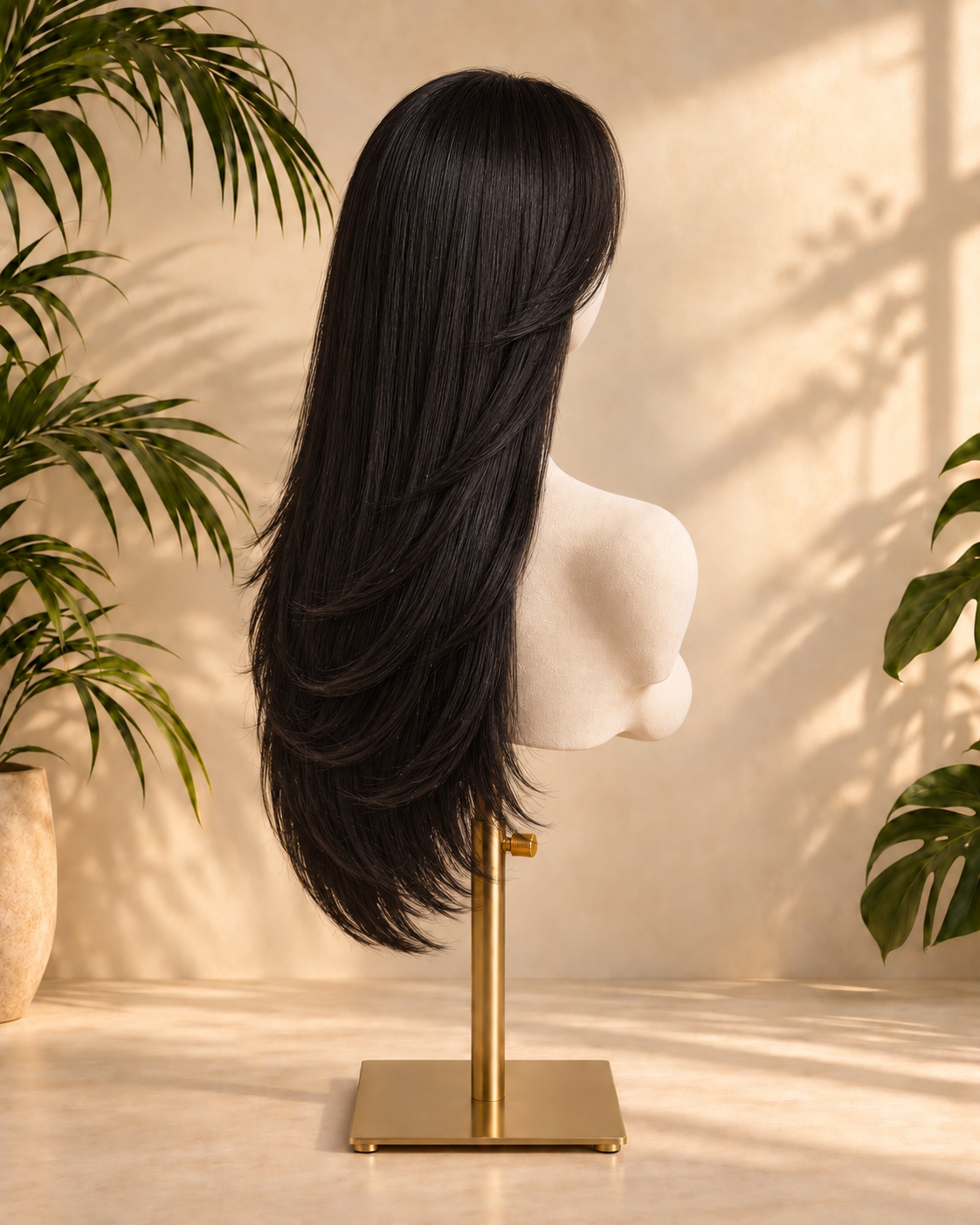 Aurora Front Lace Glueless Feathered Straight Natural Black 100% Human Hair Wig