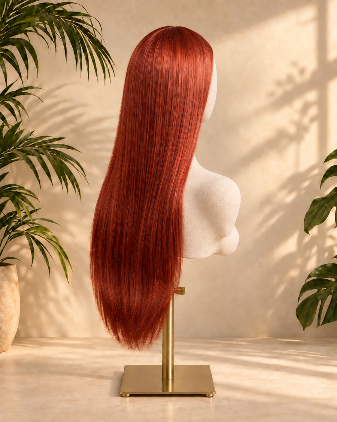 Aurora Front Lace Glueless Sleek Straight Red 100% Human Hair Wig
