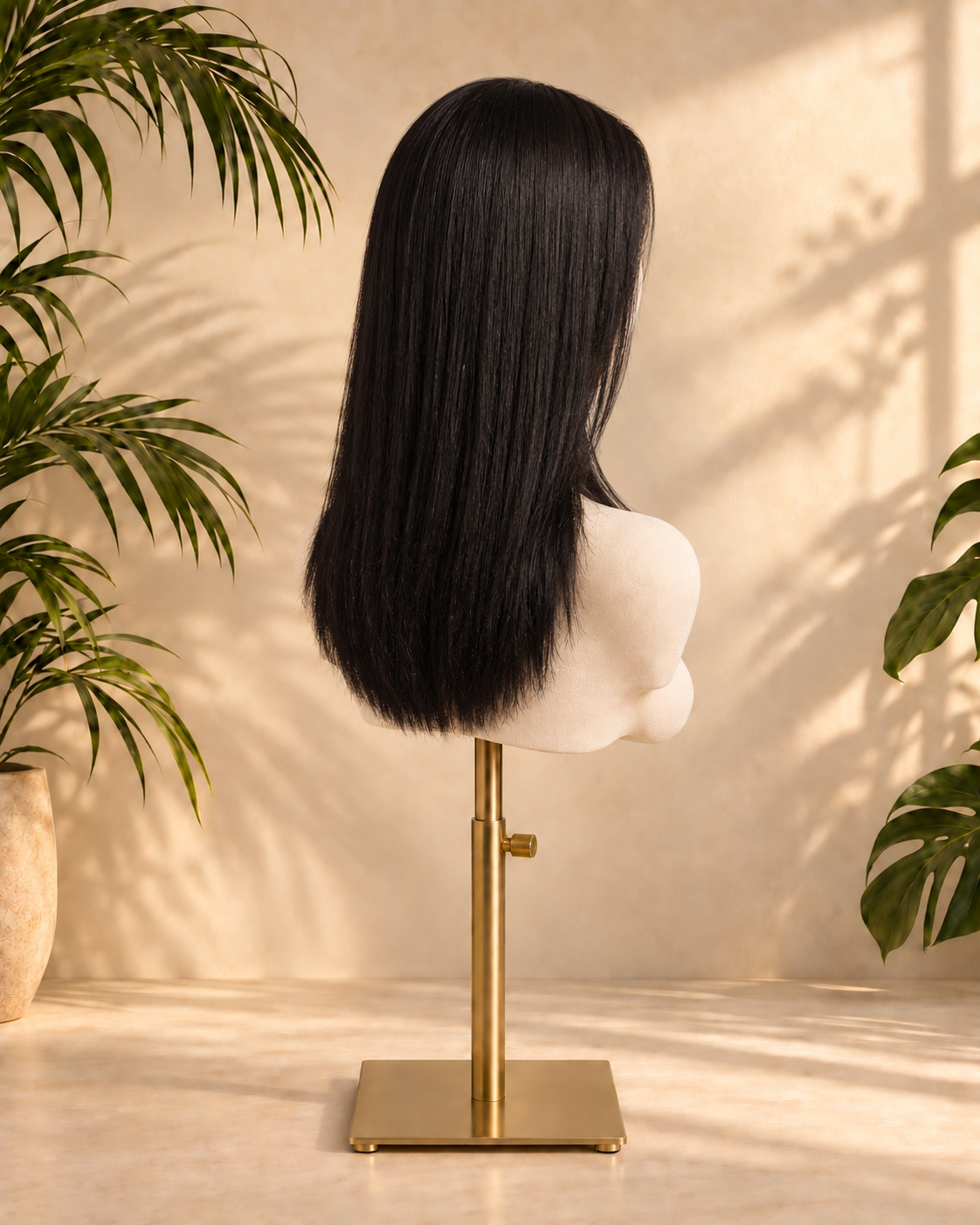 Aurora Front Lace Glueless Straight Medium Natural Black 100% Human Hair Wig