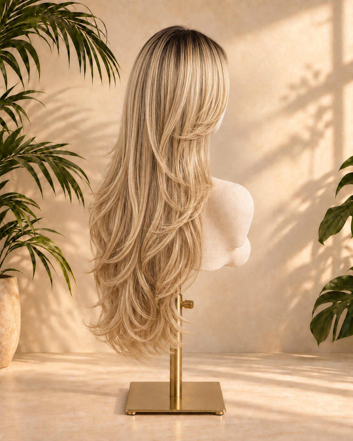 Aurora HD Lace Layered Wavy Beige Blonde 100% Human Hair Wig