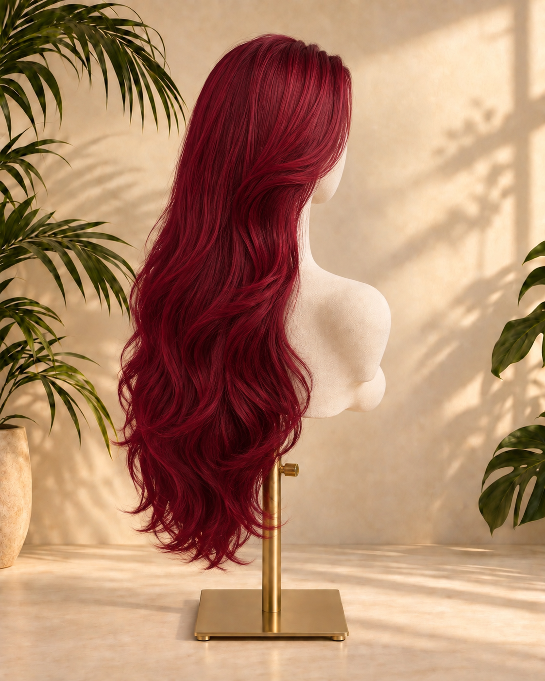 Aurora Front Lace Glueless Layered Wavy Burgundy 100% Human Hair Wig