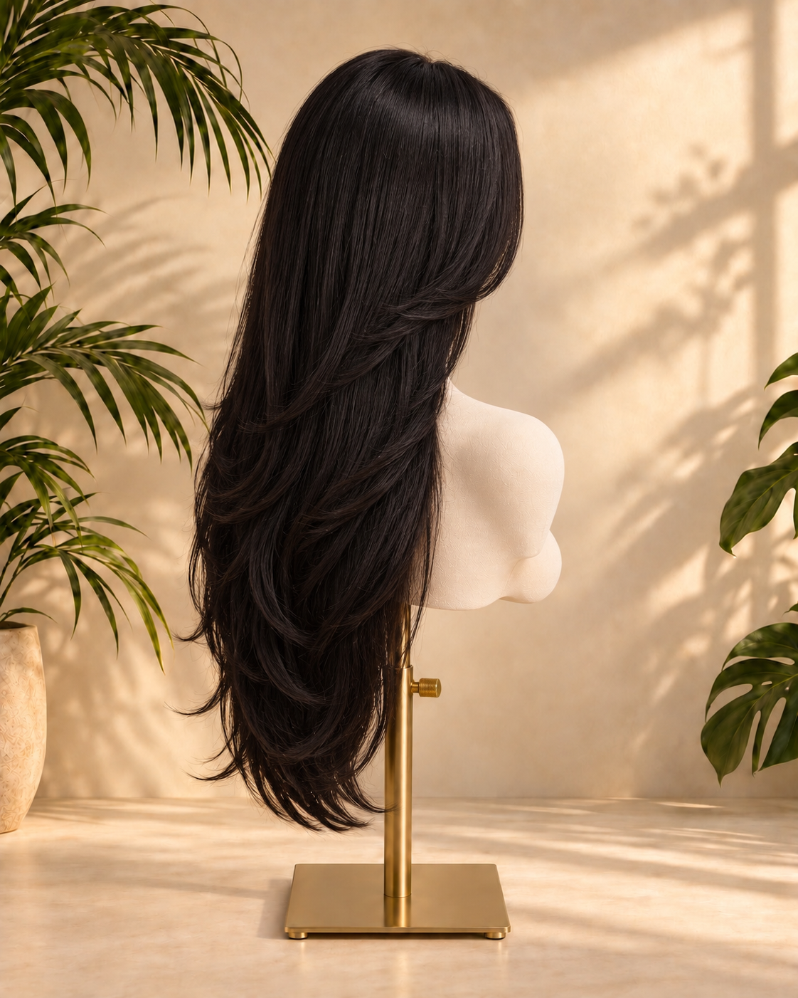 Aurora HD Lace Glueless Layered Straight Natural Black 100% Human Hair Wig