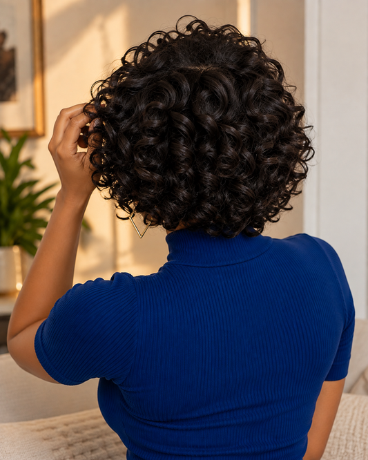 Aurora Front Lace Glueless Voluminos Bob Natural Black 100% Human Hair Wig