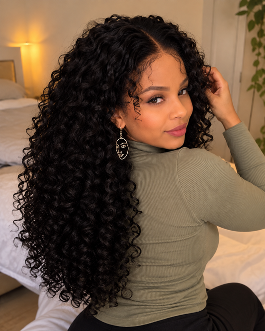 Aurora HD Lace Glueless Long Voluminous Curly Natural Black 100% Human Hair Wig
