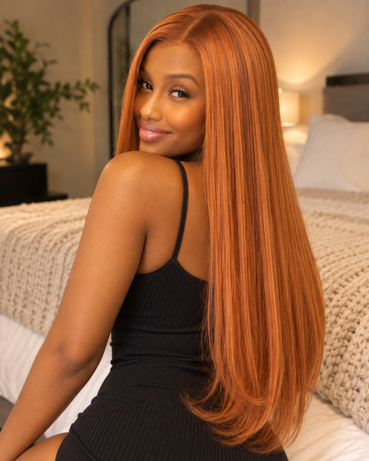 Aurora Front Lace Glueless Straight Ginger 100% Human Hair Wig