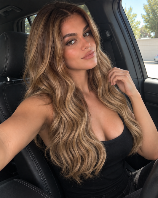 Aurora HD Lace Layered Wavy Champagne Beige Blonde 100% Human Hair Wig