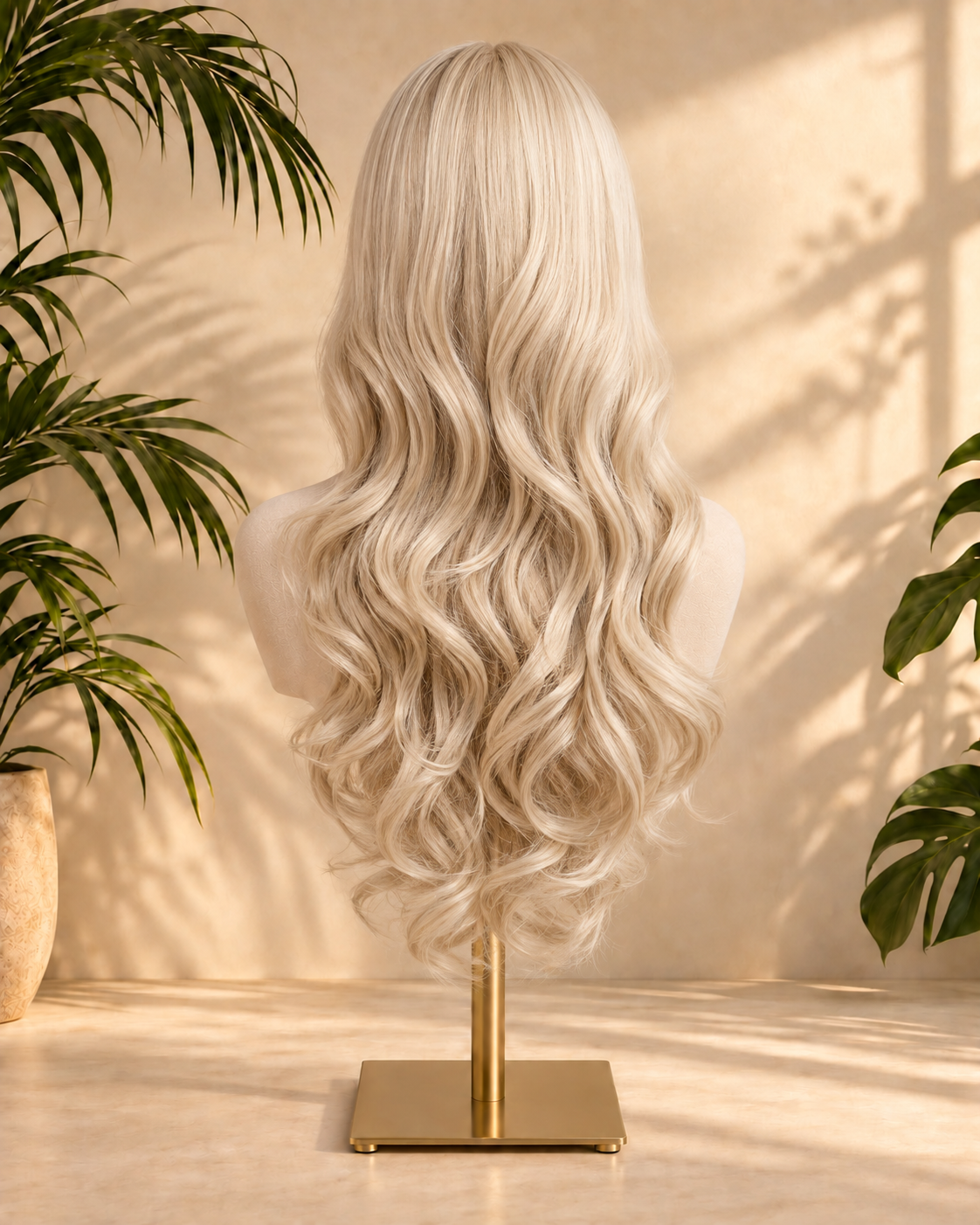 13x6 HD Lace Ivory Blonde Glueless Wig With Loose Hollywood Waves 100% Real Hair