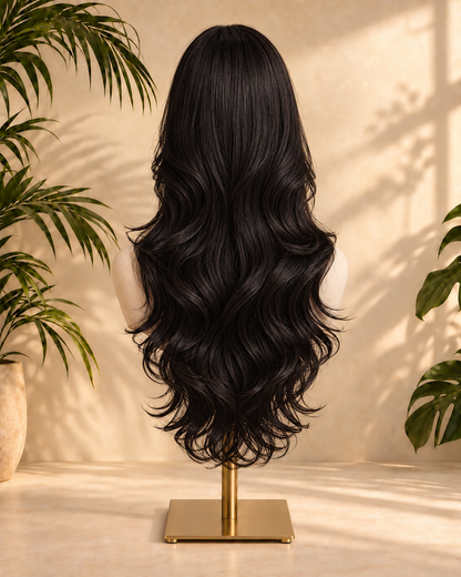 Aurora HD Lace Glueless Layered Wavy Natural Black 100% Human Hair Wig