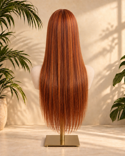 Aurora Lace Front Glueless Silky Straight Red 100% Human Hair Wig