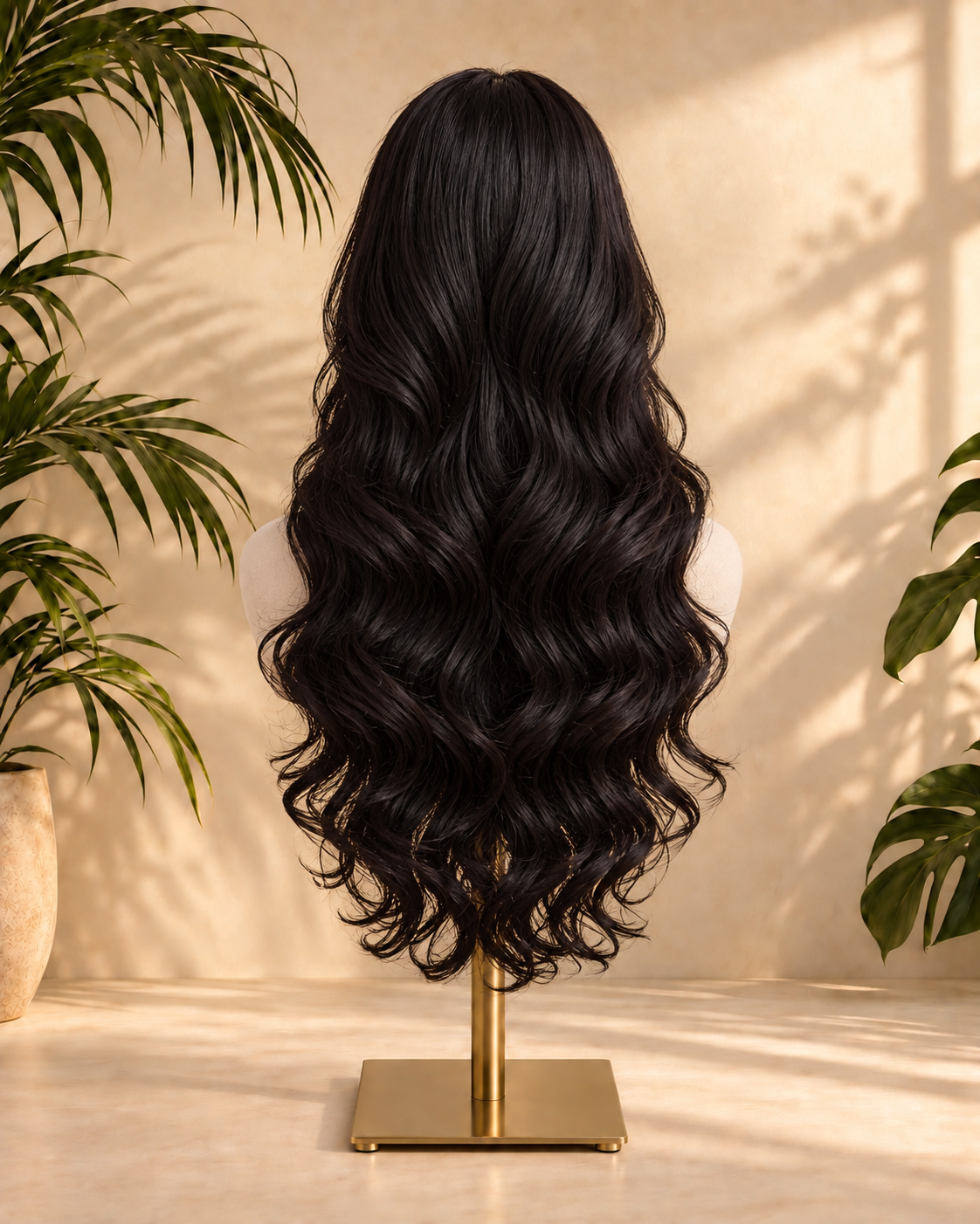 Aurora Front Lace Glueless Long Layered Natural Black 100% Human Hair Wig