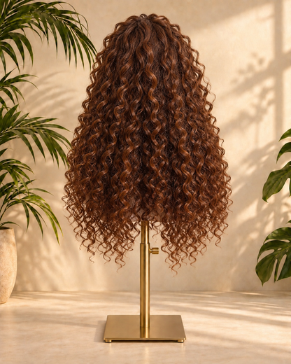 Aurora Front Lace Glueless Tight Curly Brown 100% Human Hair Wig
