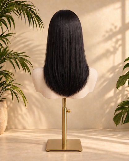 Aurora Front Lace Glueless Straight Medium Natural Black 100% Human Hair Wig