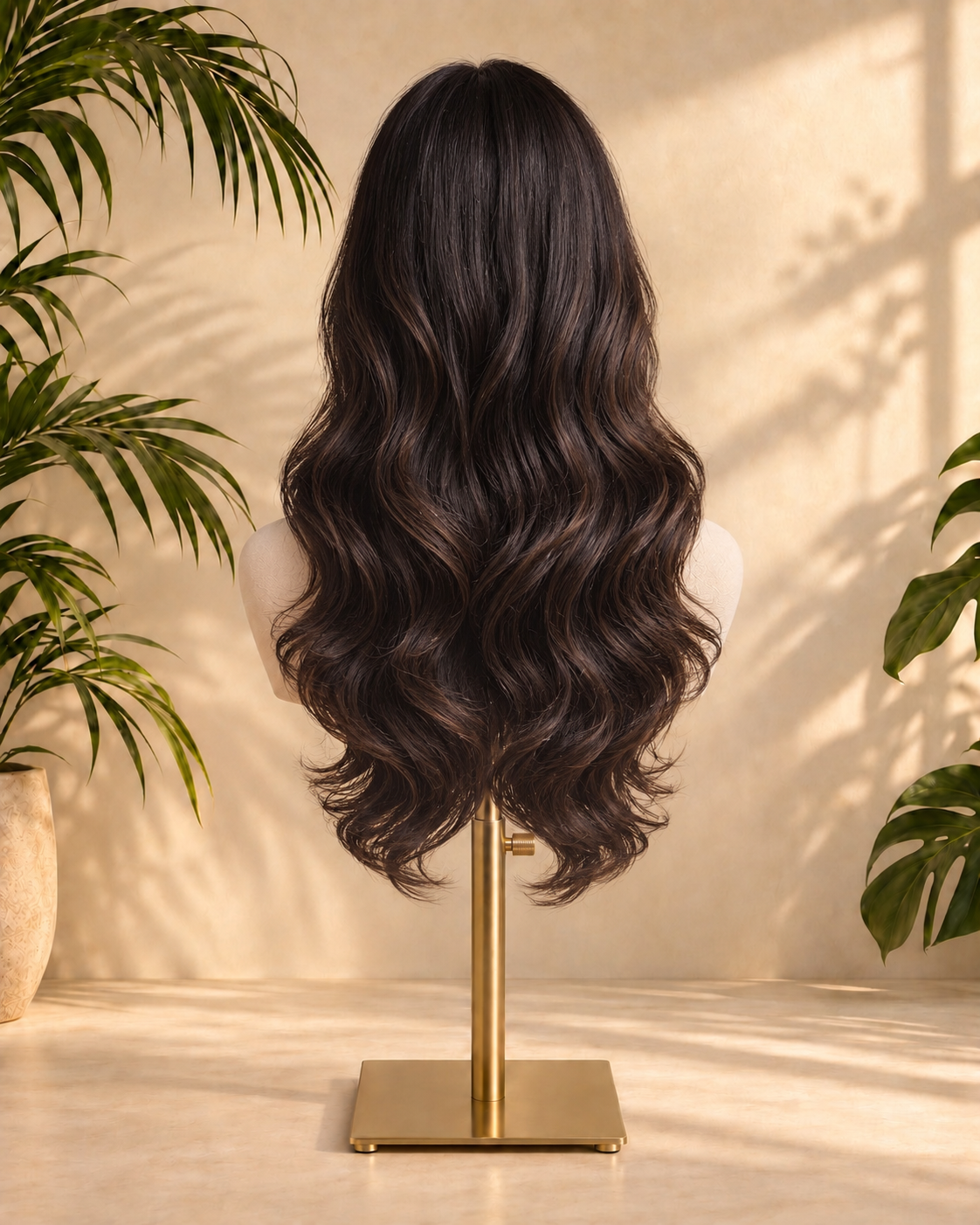 Aurora Front Lace Glueless Voluminous Layered Wavy Natural Black 100% Human Hair Wig