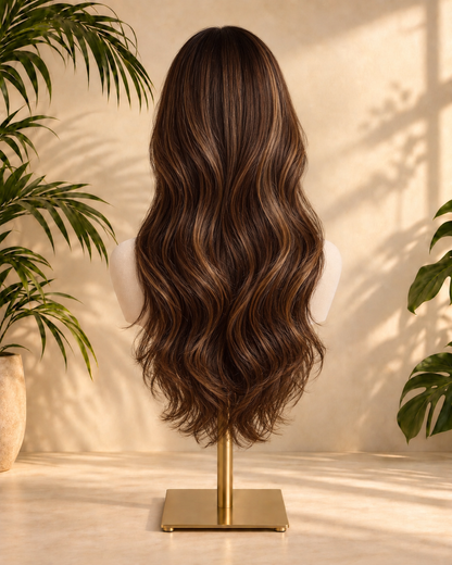 Aurora HD Lace Glueless Layered Wavy Brown 100% Human Hair Wig