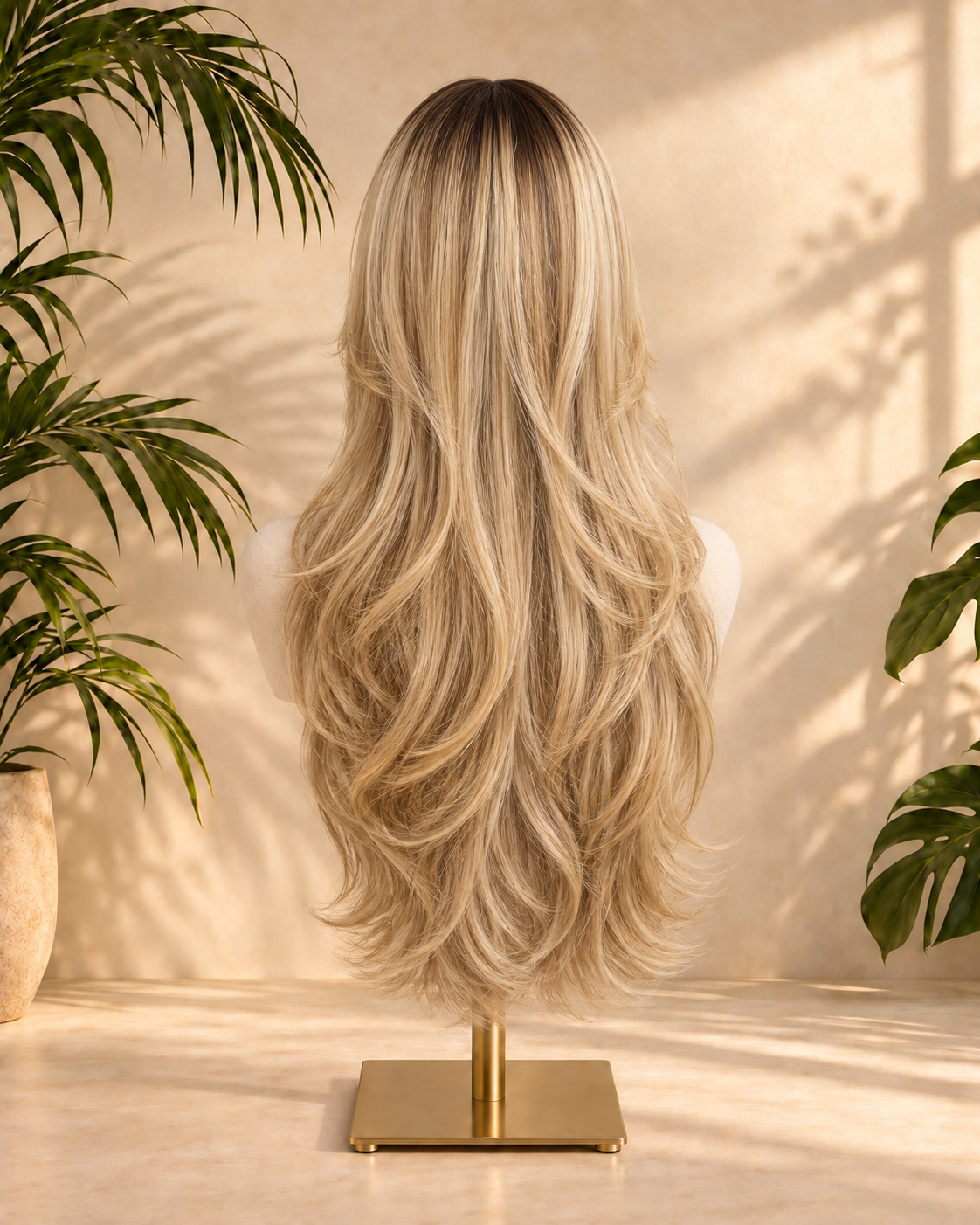 Aurora HD Lace Layered Wavy Beige Blonde 100% Human Hair Wig