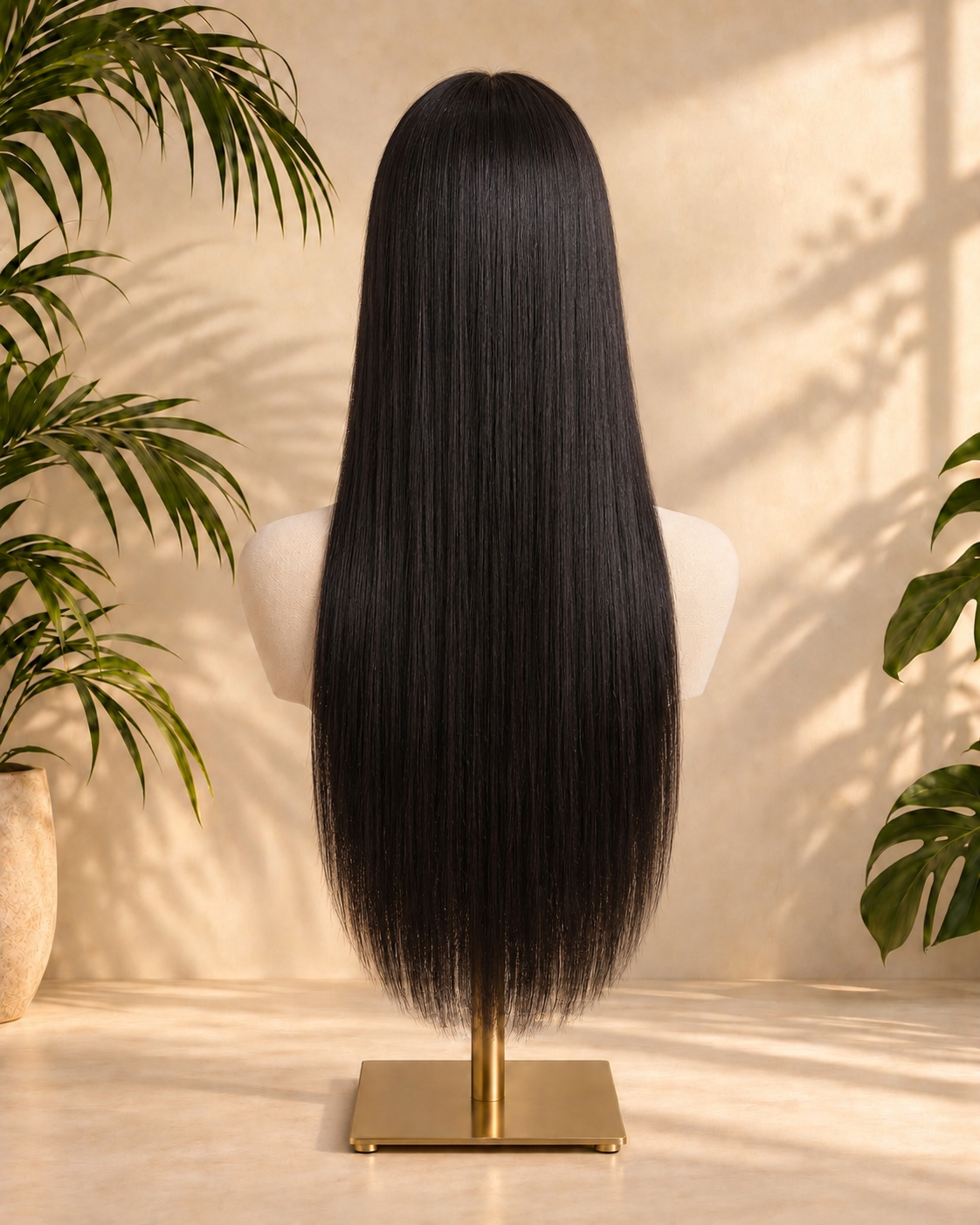 Aurora Front Lace Glueless Sleek Straight Natural Black 100% Human Hair Wig