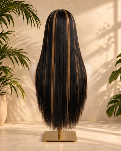 Aurora Front Lace Glueless Brown Layers Natural Black 100% Human Hair Wig