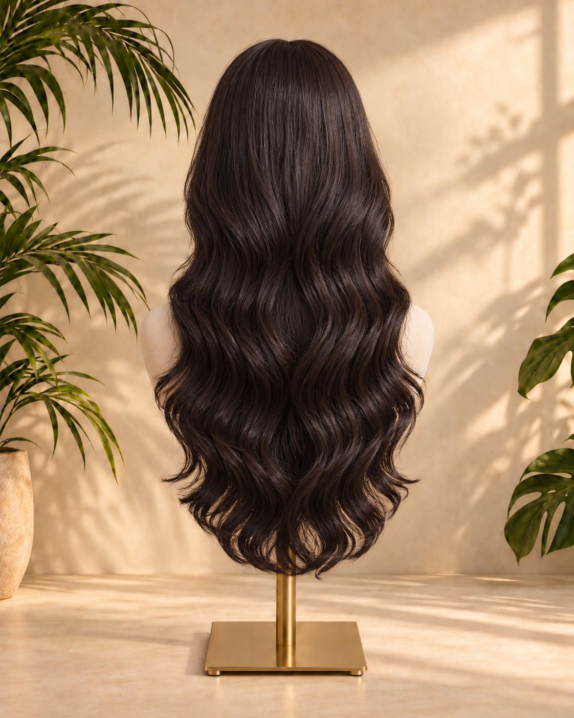 Aurora HD Lace Glueless Espresso Brown Layered Wavy 100% Human Hair Wig