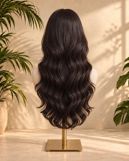 Aurora HD Lace Glueless Espresso Brown Layered Wavy 100% Human Hair Wig