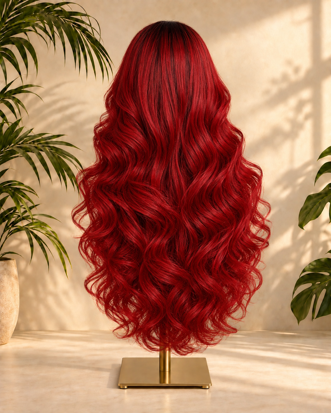 Aurora Front Lace Glueless Layered Curly Red 100% Human Hair Wig