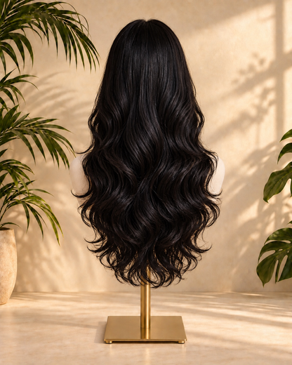 Aurora HD Lace Glueless Long Natural Black Loose Wavy 100% Human Hair Wig