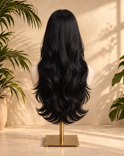 Aurora HD Lace Glueless Long Natural Black Body Wave 100% Human Hair Wig