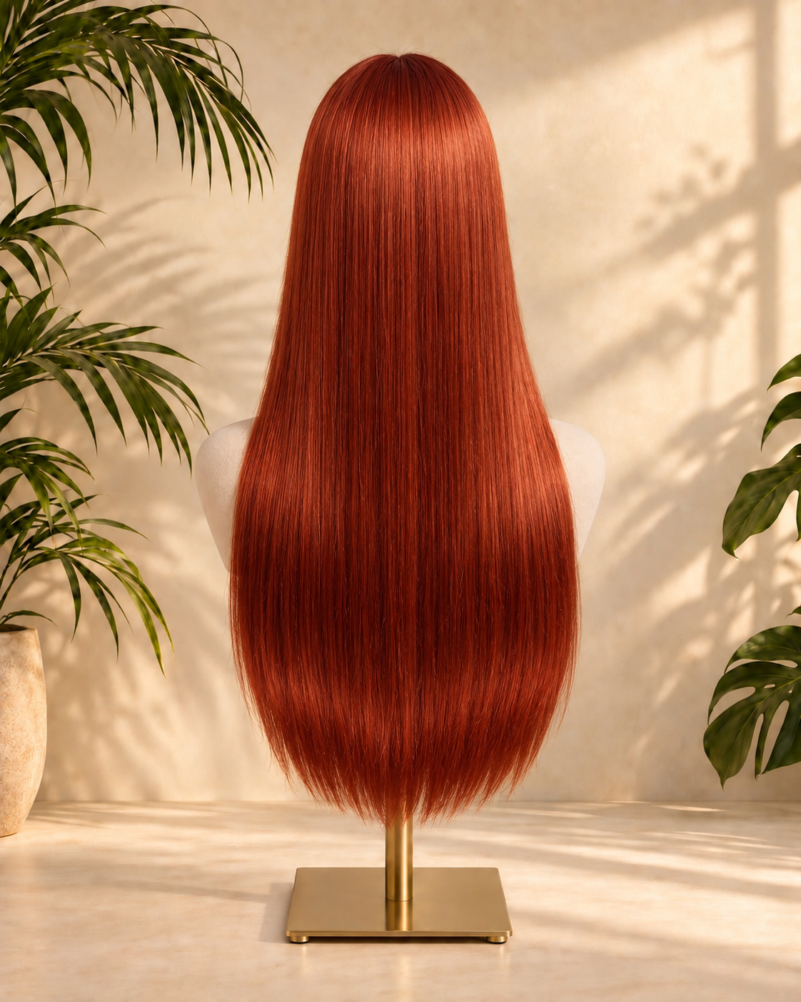 Aurora Front Lace Glueless Sleek Straight Red 100% Human Hair Wig
