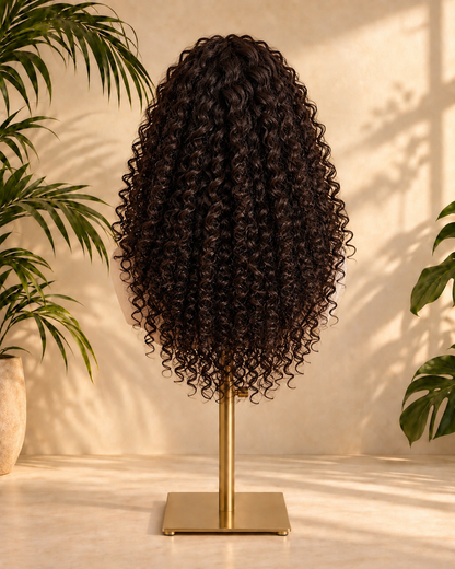Aurora Front Lace Glueless Espresso Brown Kinky Curly 100% Human Hair Wig