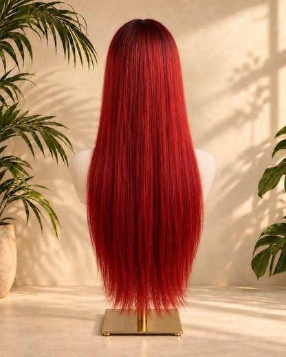 Aurora Front Lace Glueless Straight Burgundy 100% Human Hair Wig