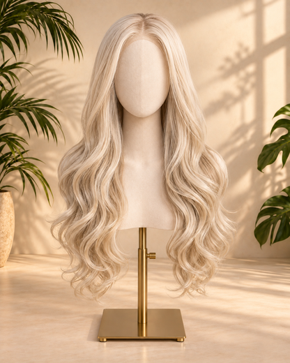 13x6 HD Lace Ivory Blonde Glueless Wig With Loose Hollywood Waves 100% Real Hair