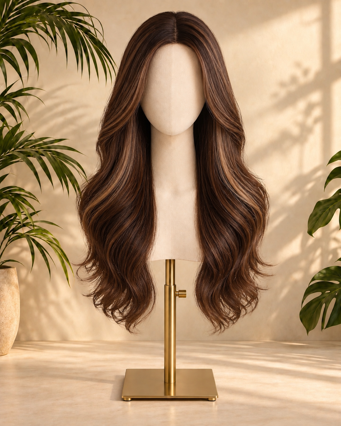 Aurora HD Lace Glueless Layered Wavy Brown 100% Human Hair Wig
