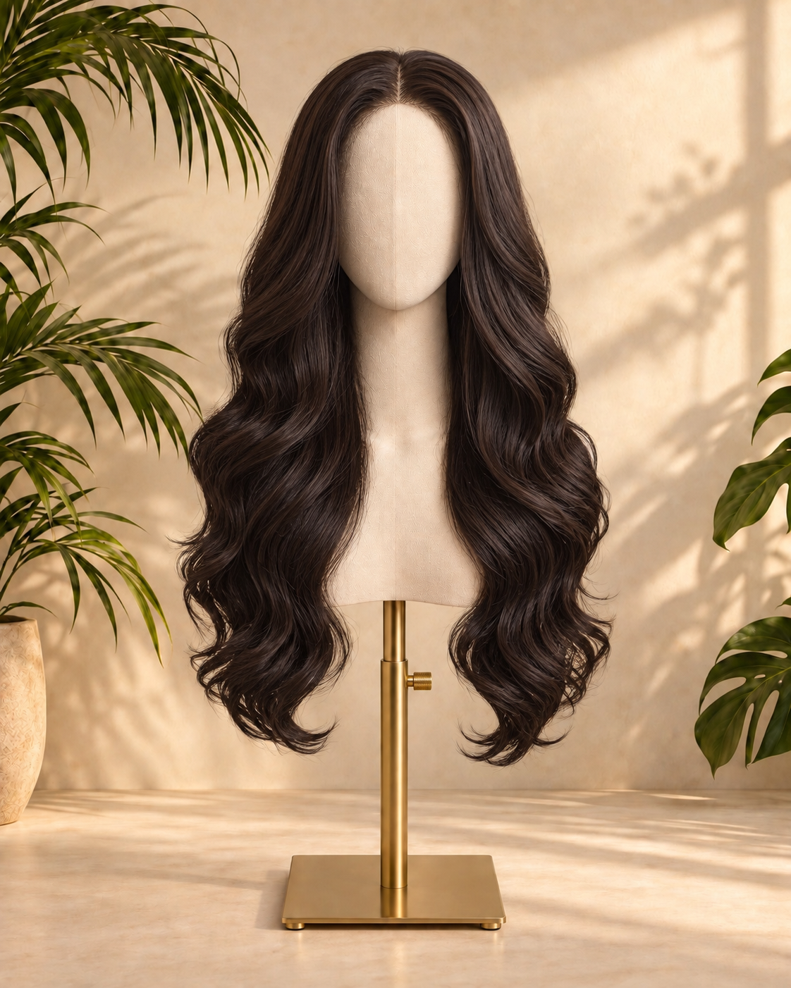 Aurora HD Lace Glueless Espresso Brown Layered Wavy 100% Human Hair Wig