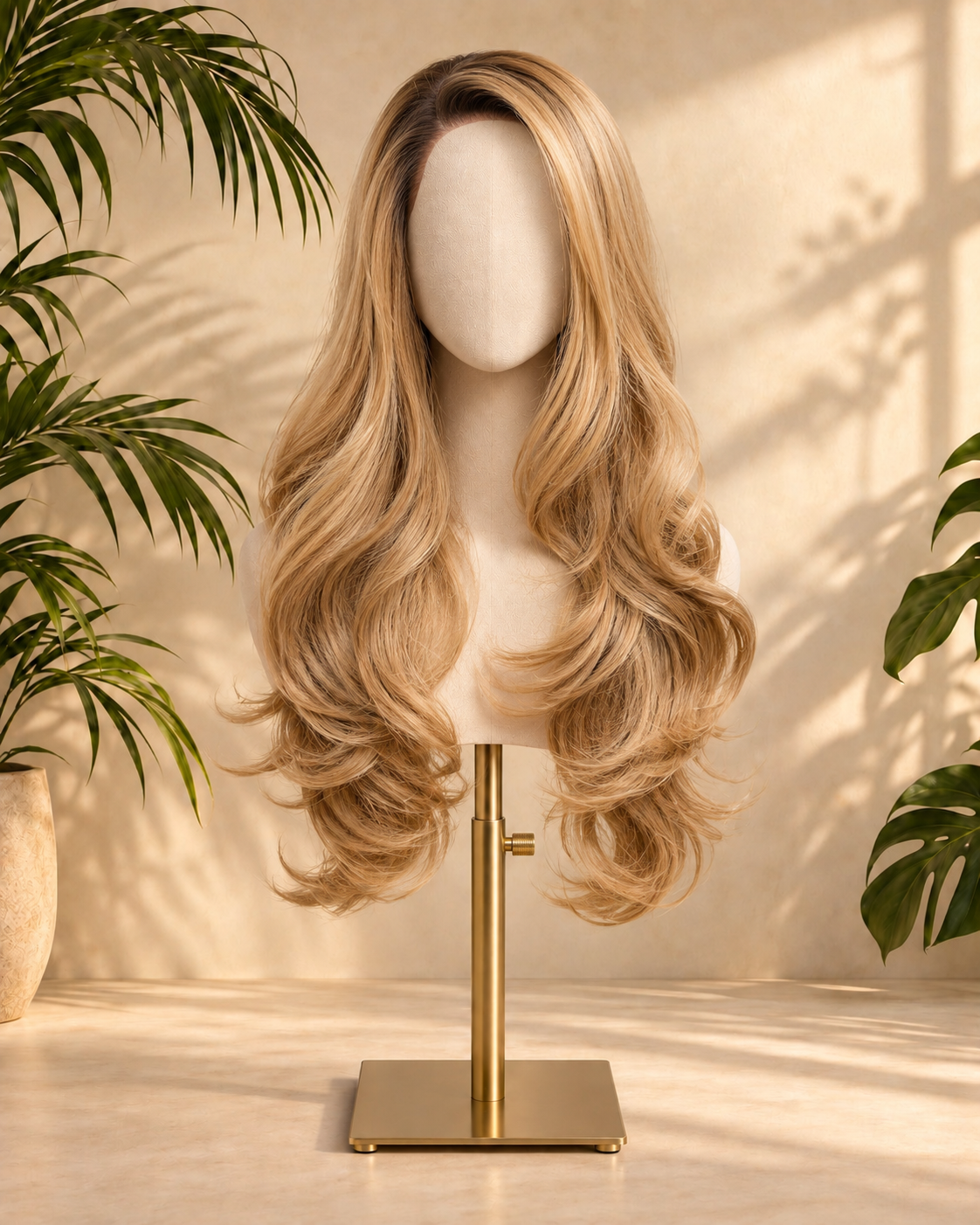 Aurora Front Lace Layered Wavy Honey Blonde 100% Human Hair Wig