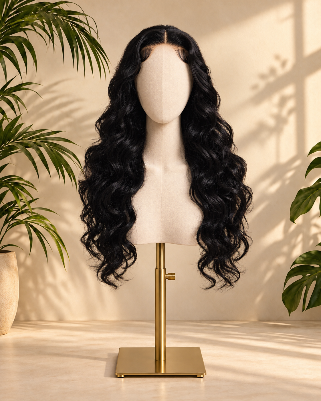 Aurora Front Lace Glueless Water Wavy Natural Black 100% Human Hair Wig