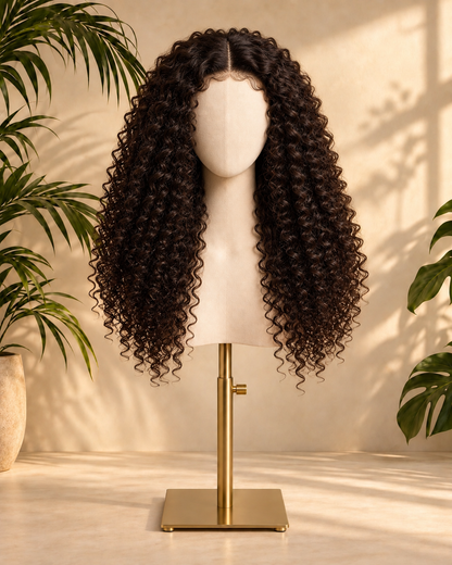 Aurora Front Lace Glueless Espresso Brown Kinky Curly 100% Human Hair Wig