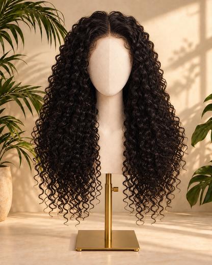 Aurora Front Lace Glueless Tight Curly Natural Black 100% Human Hair Wig