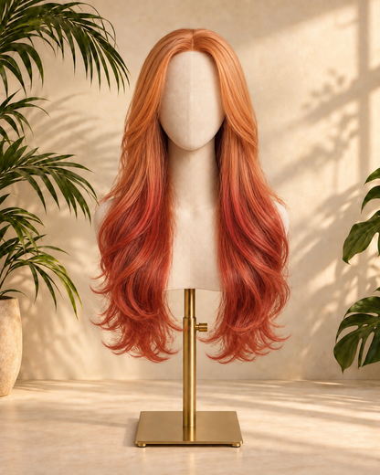 Aurora HD Lace Glueless Layered Wavy Ginger 100% Human Hair Wig