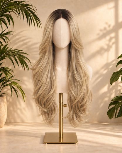 Aurora HD Lace Layered Wavy Beige Blonde 100% Human Hair Wig