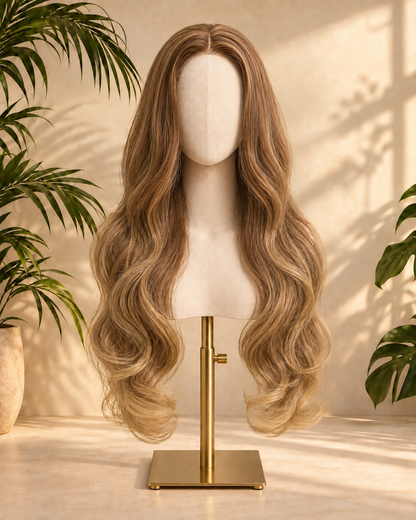 Aurora HD Lace Layered Wavy Caramel Brown 100% Human Hair Wig