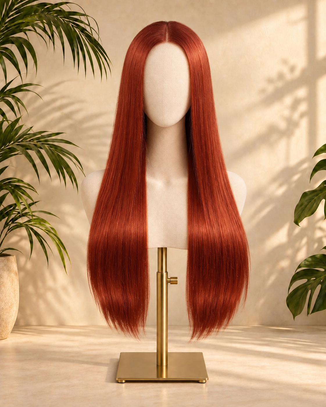 Aurora Front Lace Glueless Sleek Straight Red 100% Human Hair Wig