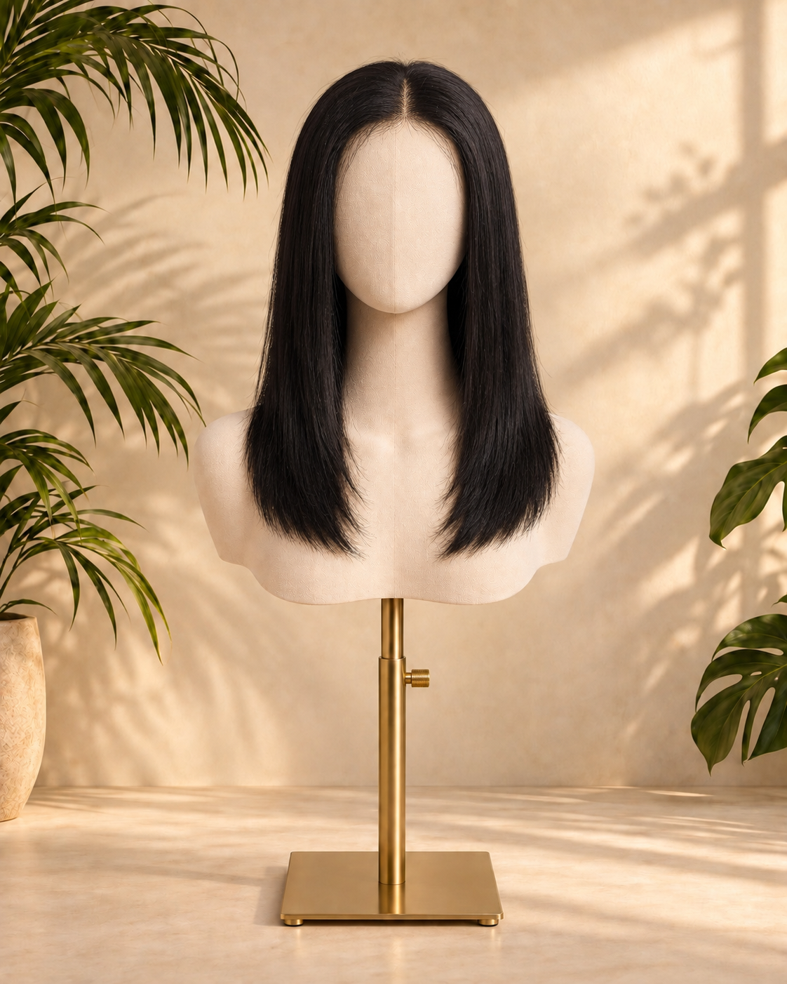 Aurora Front Lace Glueless Straight Medium Natural Black 100% Human Hair Wig