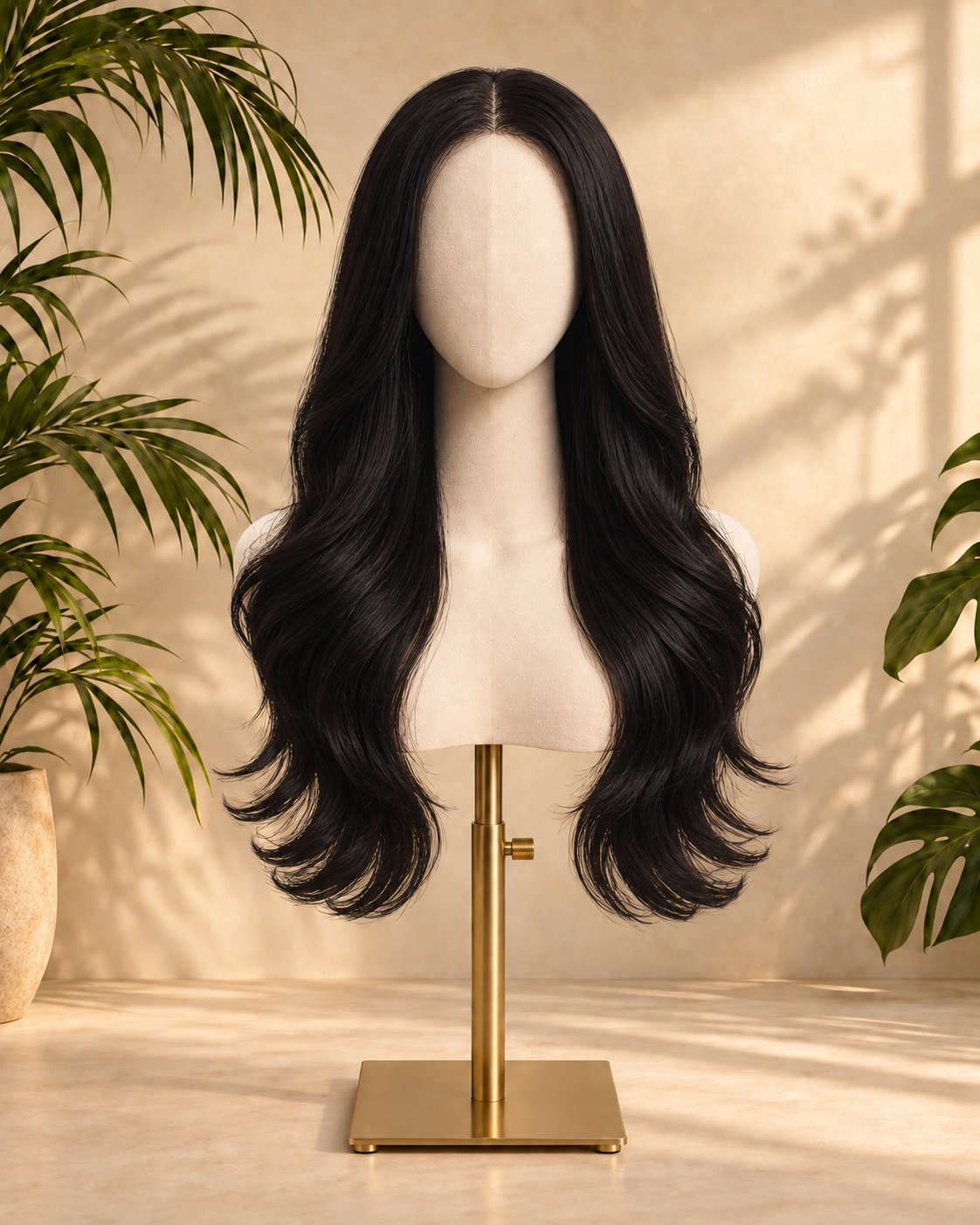 Aurora Front Lace Glueless Soft Loose Waves Natural Black 100% Human Hair Wig