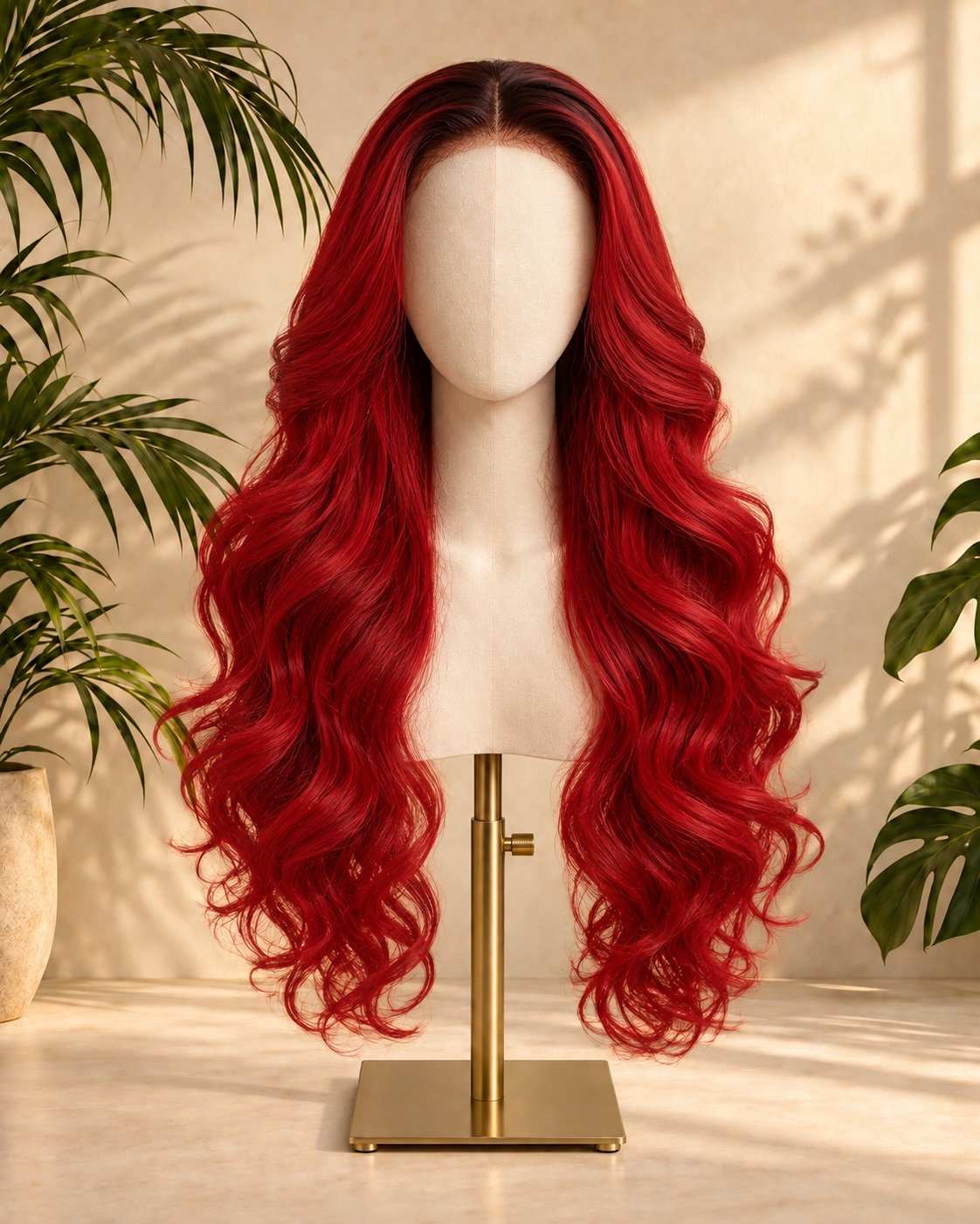 Aurora Front Lace Glueless Layered Curly Red 100% Human Hair Wig