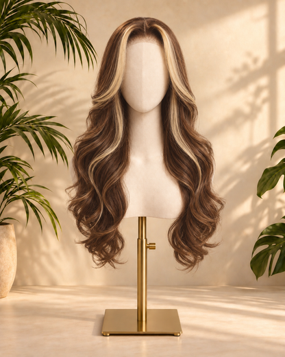 Aurora HD Lace Glueless Brown Highlights 100% Human Hair Wig