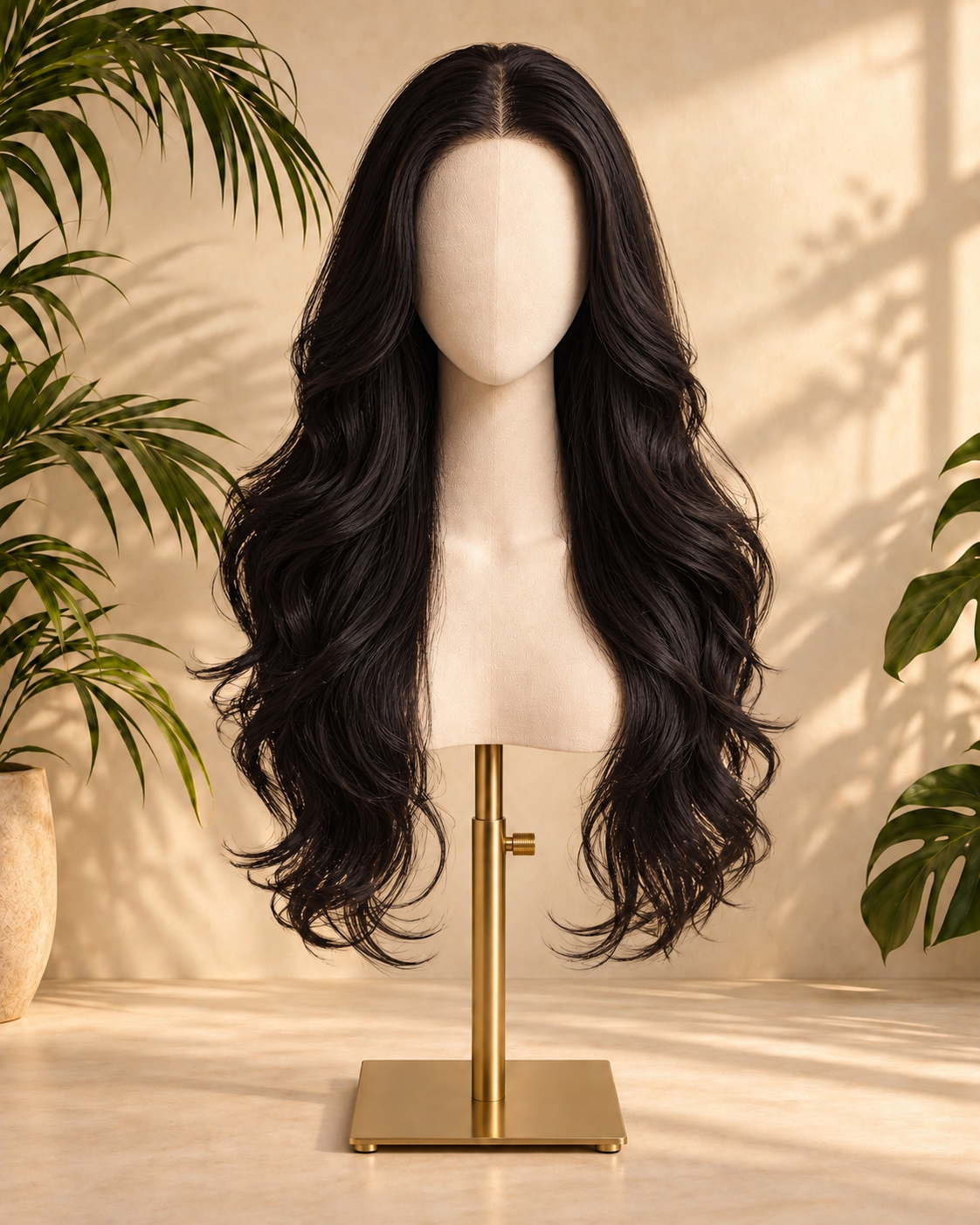 Aurora HD Lace Glueless Layered Wavy Natural Black 100% Human Hair Wig