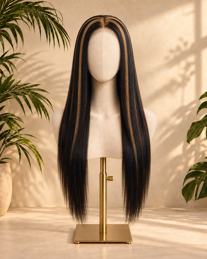 Aurora Front Lace Glueless Brown Layers Natural Black 100% Human Hair Wig