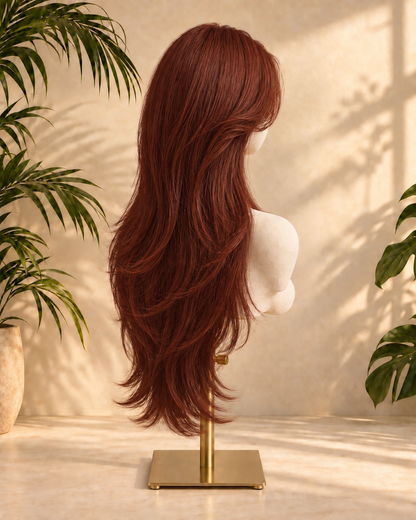 Aurora HD Lace Glueless Layered Dark Copper Red 100% Human Hair Wig