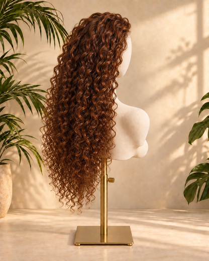 Aurora Front Lace Glueless Tight Curly Brown 100% Human Hair Wig