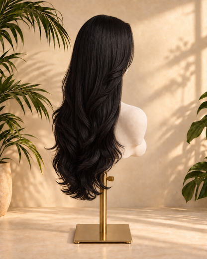 Aurora HD Lace Glueless Layered Middle Part Natural Black 100% Human Hair Wig